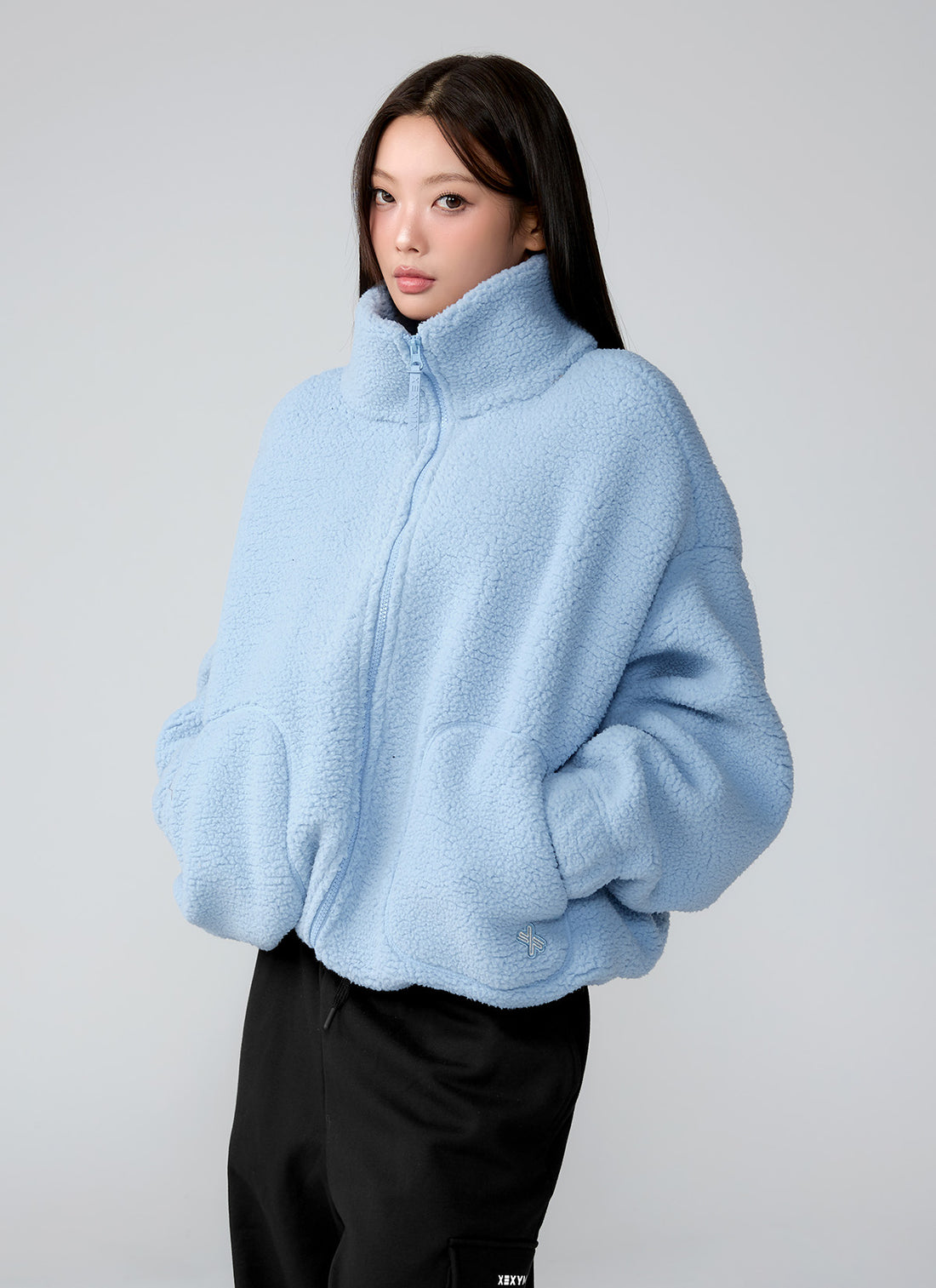 Sherpa High Neck Jumper - Fog Sky