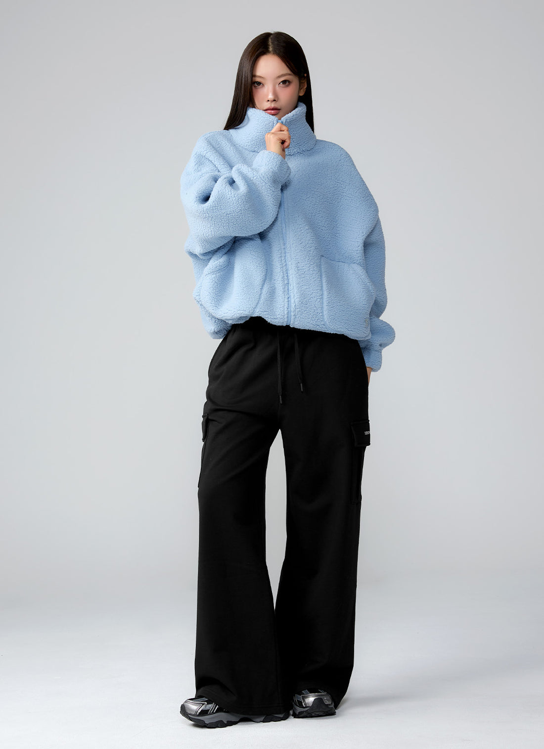 Sherpa High Neck Jumper - Fog Sky