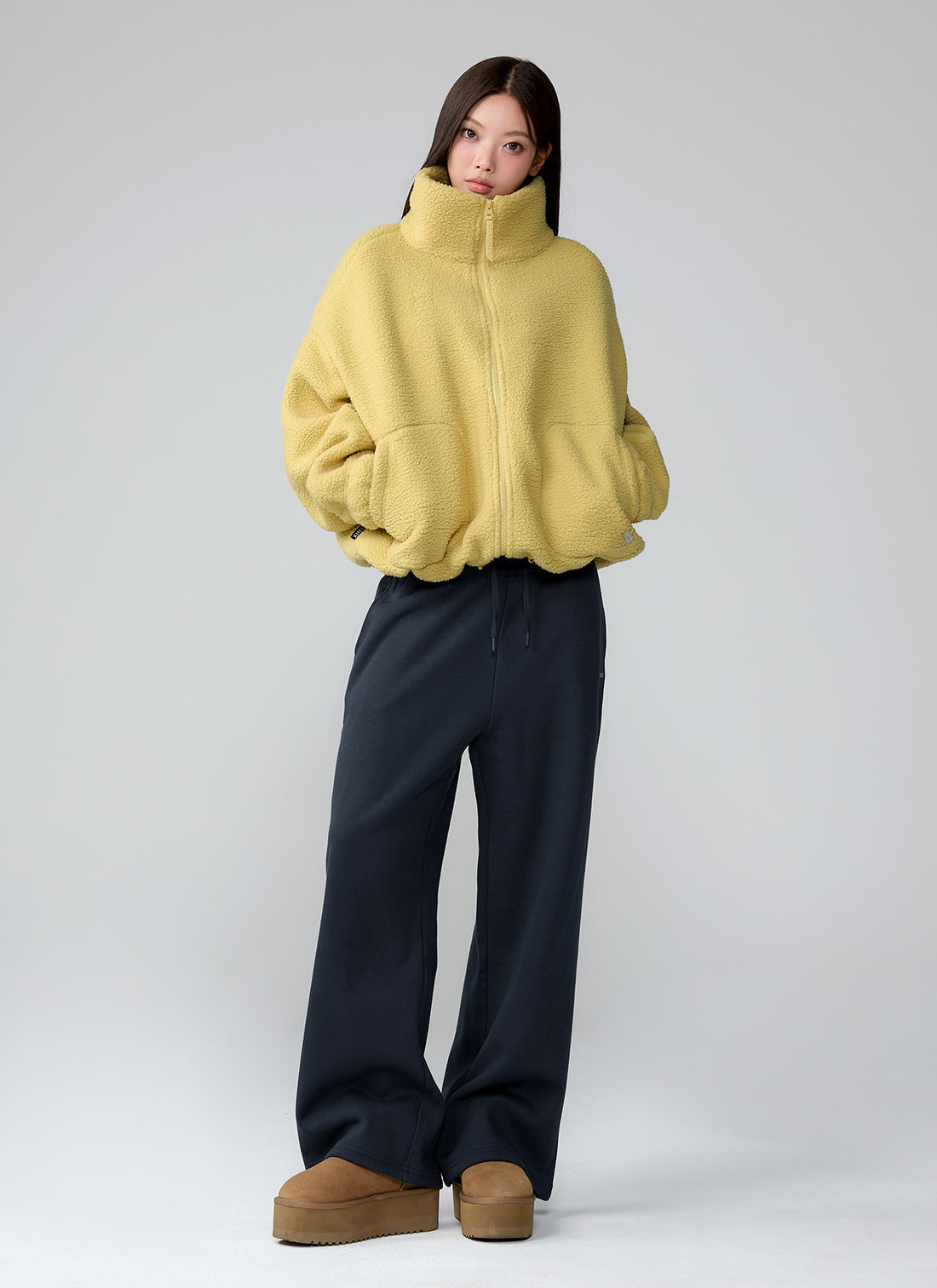 Sherpa High Neck Jumper - Yellow Pampas