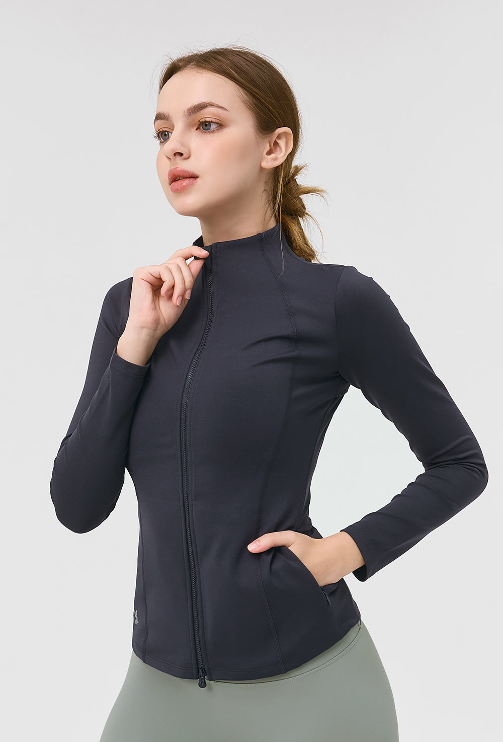 XELLA Intention Slim Fit Zip-up Jacket - Shimmer Navy