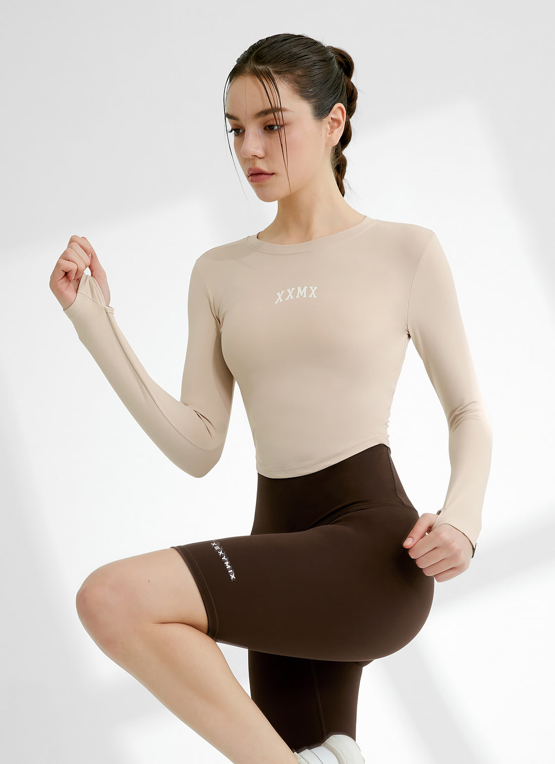 Cotton Like Finger Hole Long Sleeve - Doeskin Beige