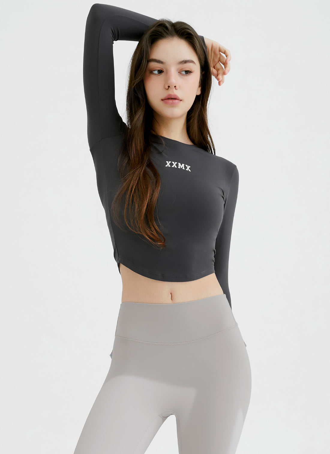 Cotton Like Finger Hole Long Sleeve - Jet Chacoal