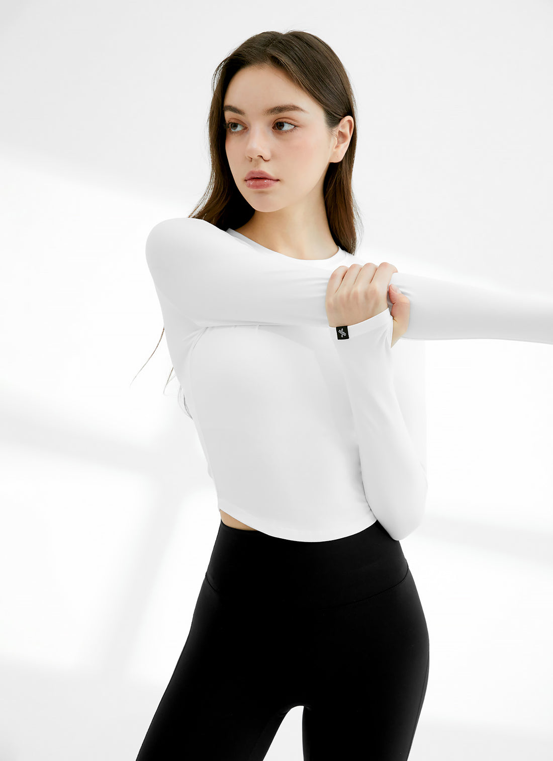 Cotton Like Finger Hole Long Sleeve - Ivory