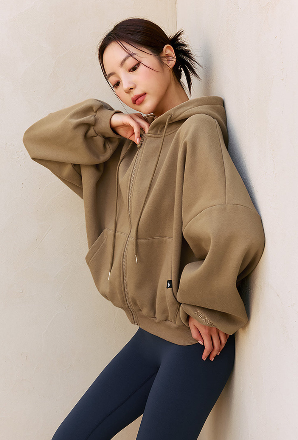 Napping Hood Zip-up - Cafe Au Lait