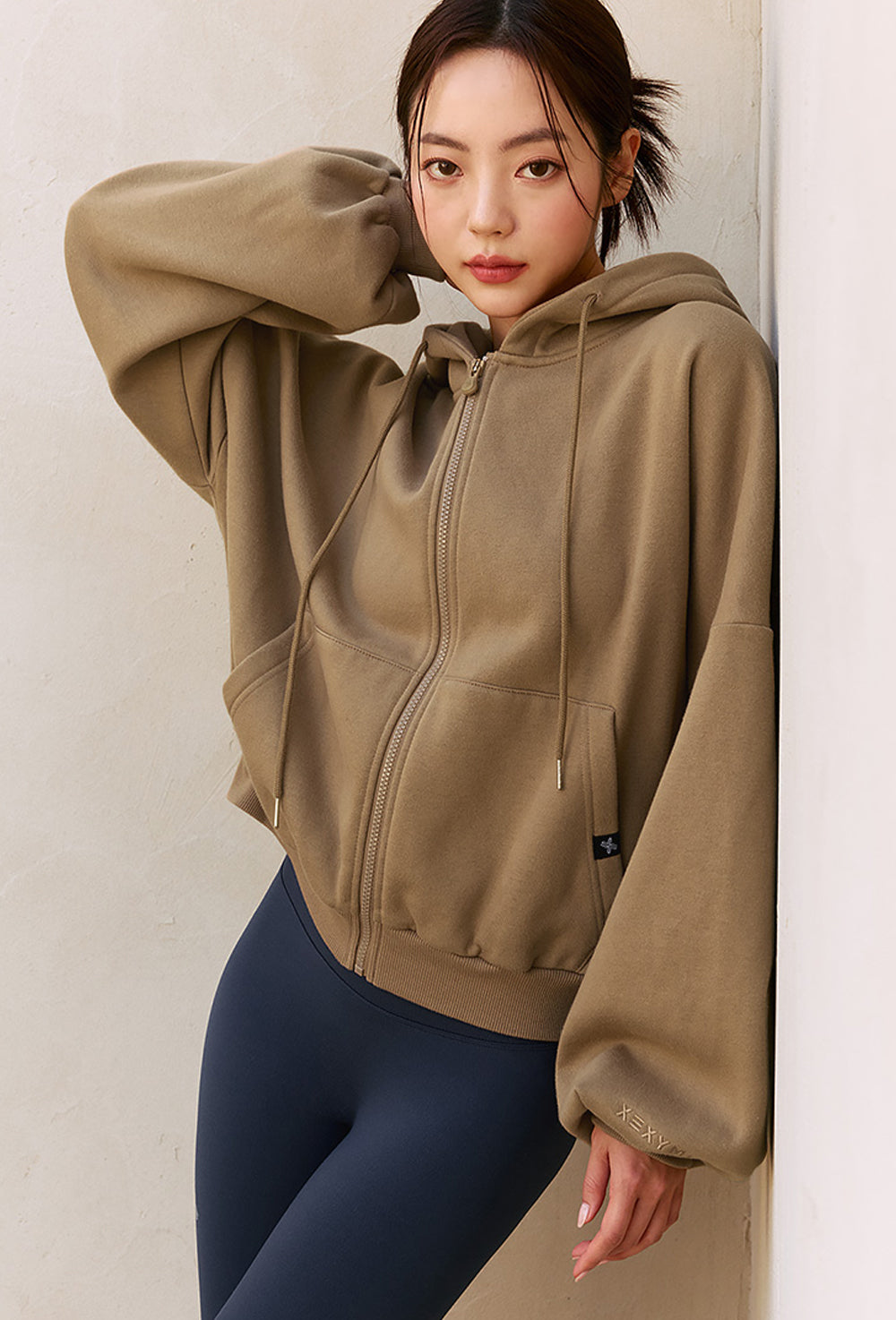 Napping Hood Zip-up - Cafe Au Lait