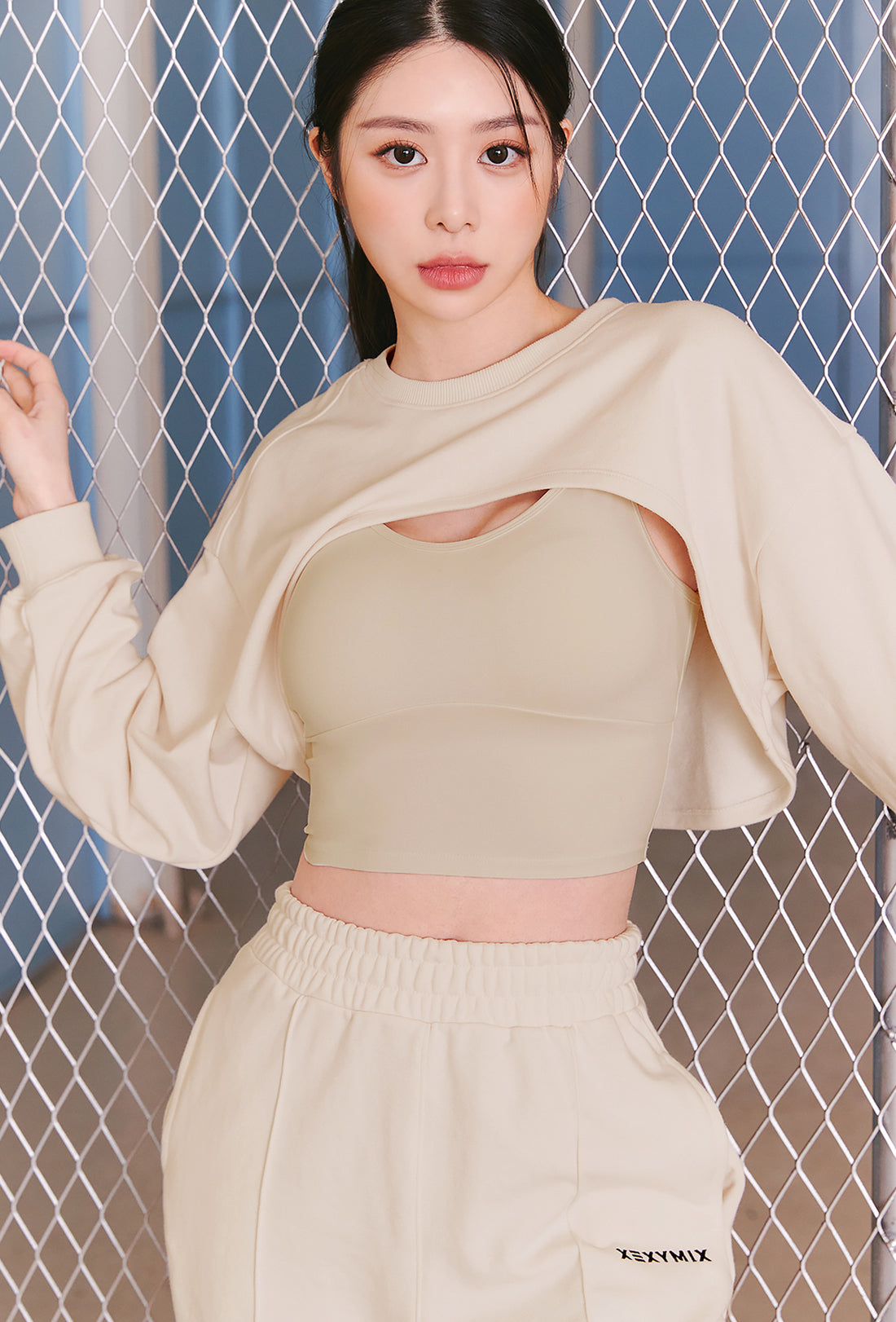 XEXYMIX Layered Sweatshirt - Cream Brulee