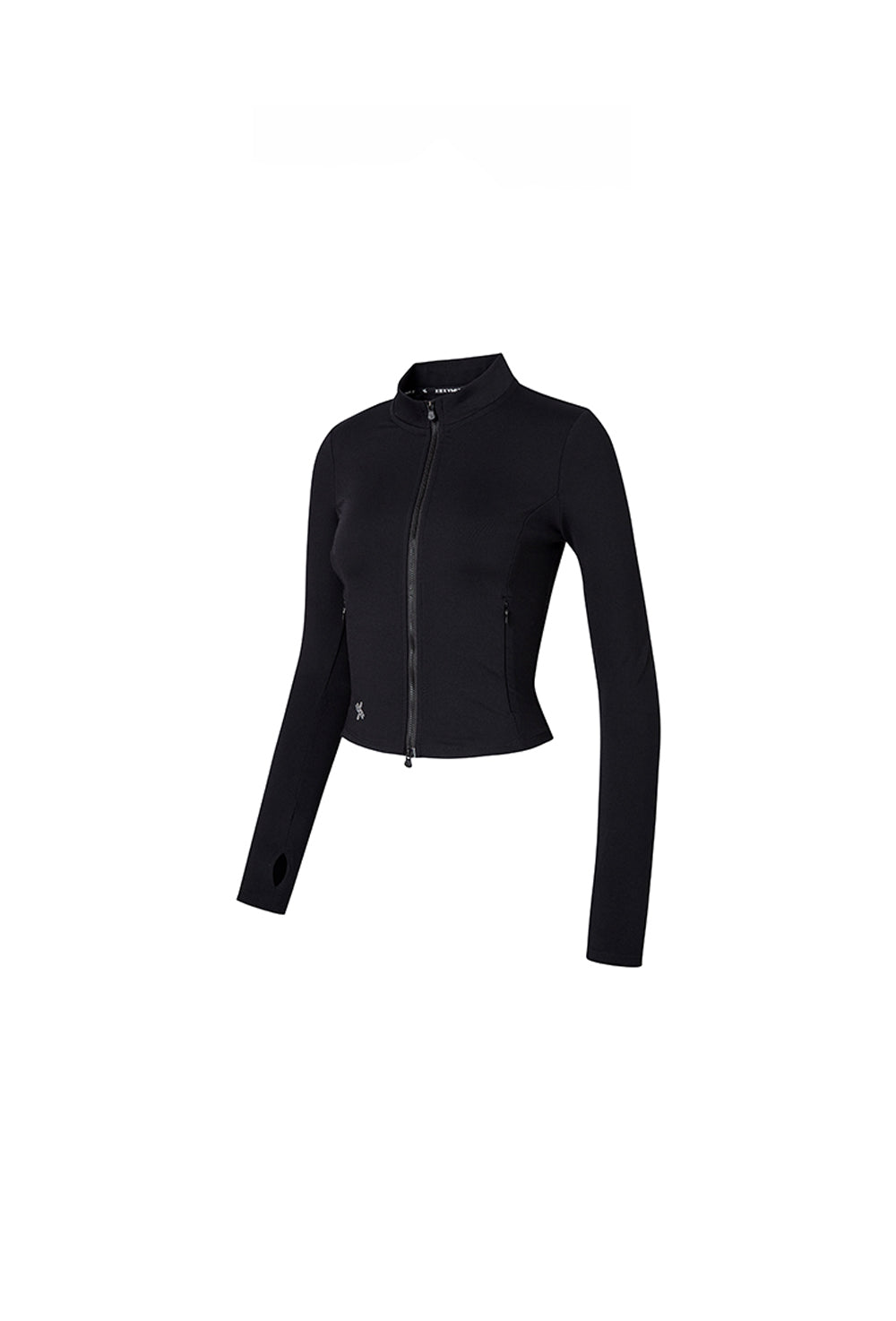 Slim Fit Crop Zip-up Jacket - Black
