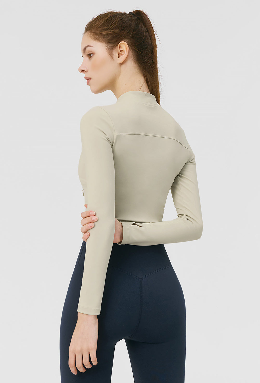 Slim Fit Crop Zip-up Jacket - Wood Ash