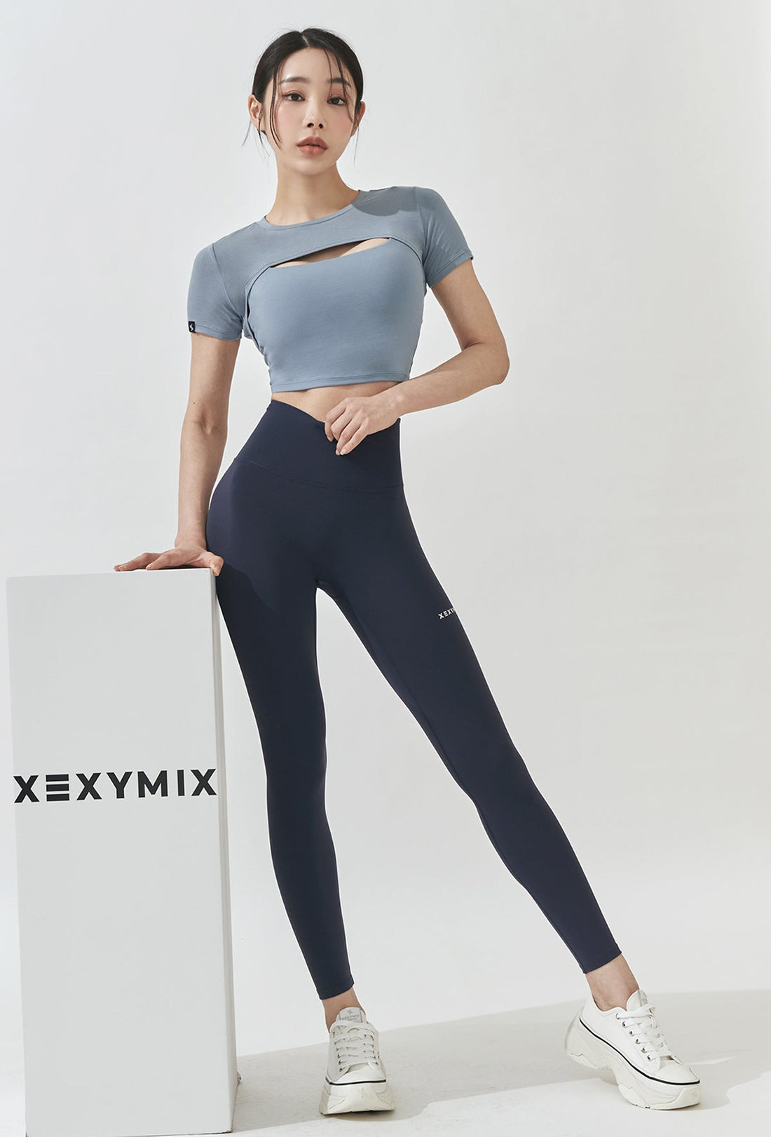 XEXYMIX Soft touch Layered Short Sleeve - Ash Blue