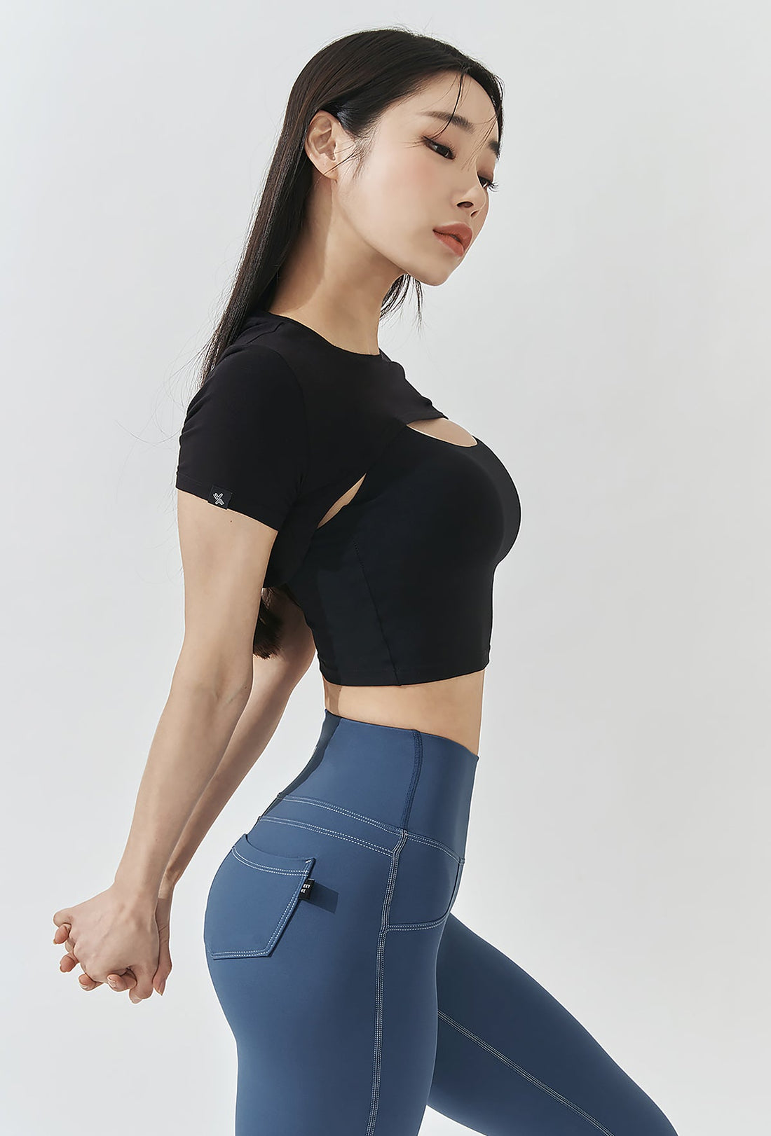 XEXYMIX Soft touch Layered Short Sleeve - Black